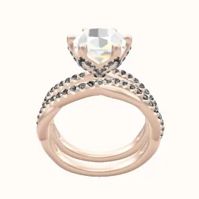 Pave Rope Engagement Ring With Pave Petal 6-Prong Head and Matching Band - Shop Now.