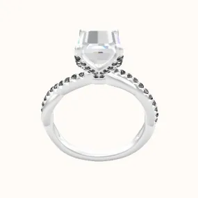 Paved Diamond Rope Engagement Ring with Paved Petal Setting