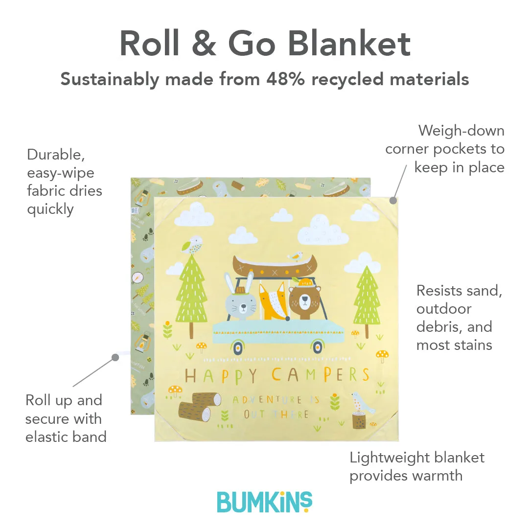 Roll & Go Blanket - Reversible Design, Happy Camper