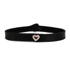 Rose Gold Heart Diamond Leather Bracelet - Buy Online Now