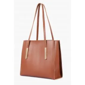 RTW Brown Zipper Shoulder Bag With Long Handle Brown Women Shoulder Bags