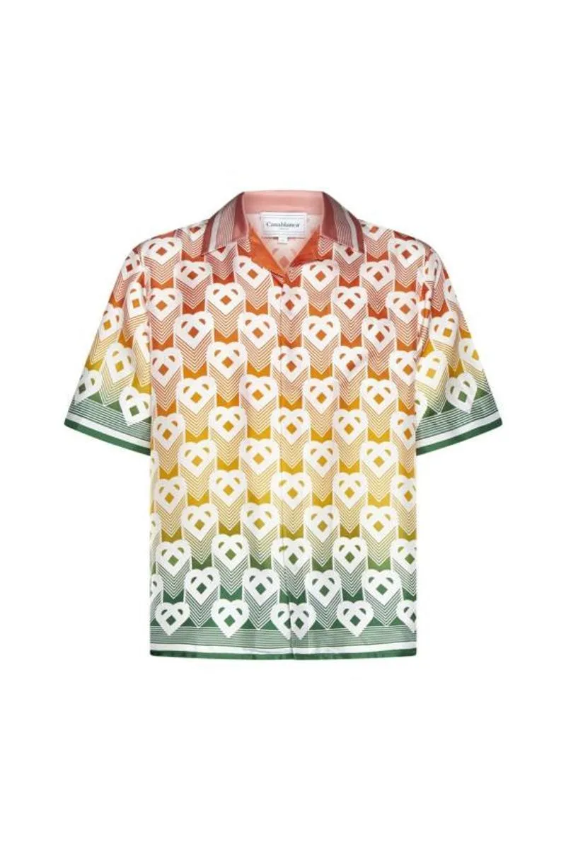 Silk Short Sleeves Shirts | Casablanca Heart Monogram