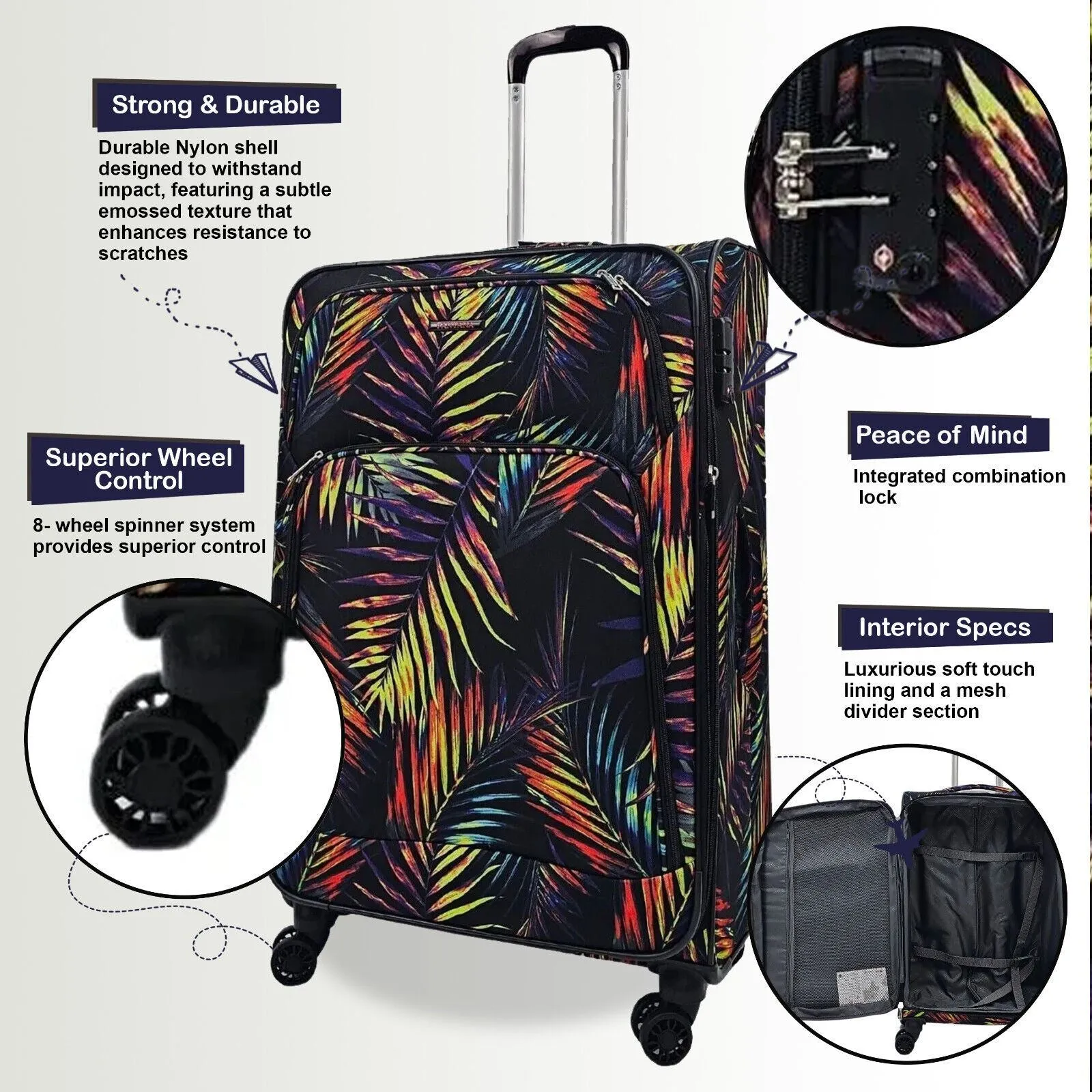 Soft Shell Cabin Suitcase 55 x 37 x 20 cm Lightweight Luggage Suitable for Easyjet, Ryanair