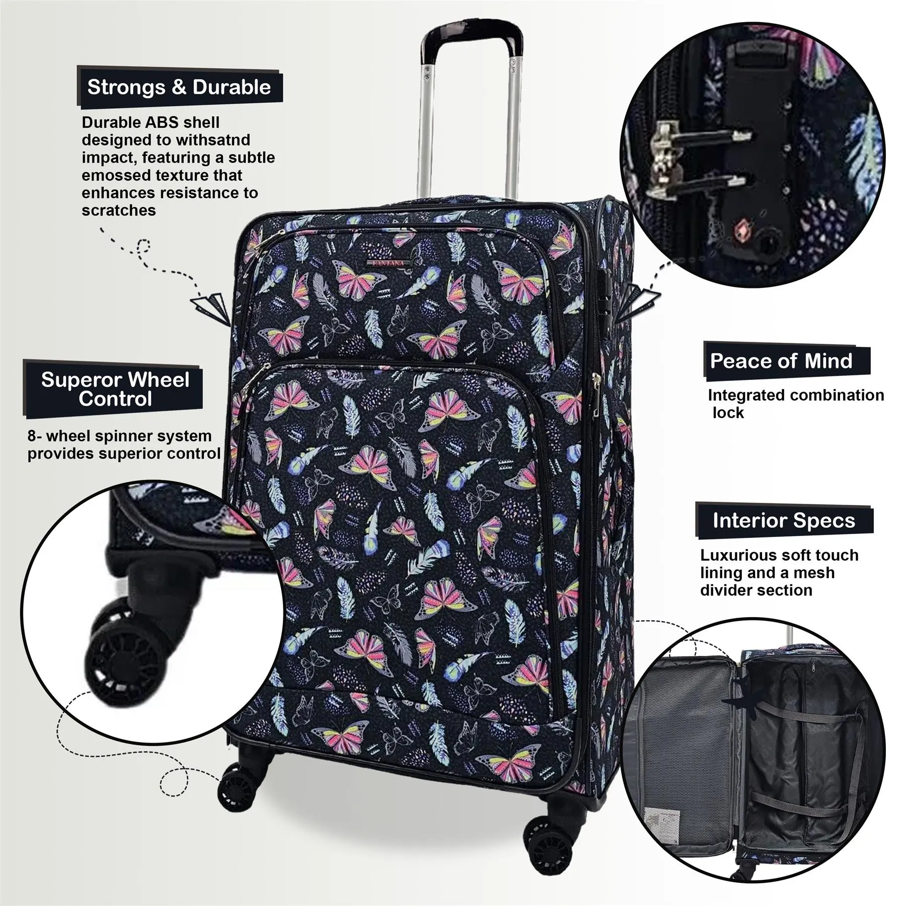 Soft Shell Cabin Suitcase 55 x 37 x 20 cm Lightweight Luggage Suitable for Easyjet, Ryanair