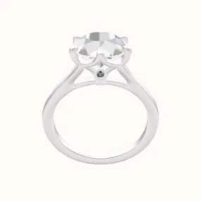 Split Cathedral Engagement Ring - Crown Six Prong - Accent Diamond Head