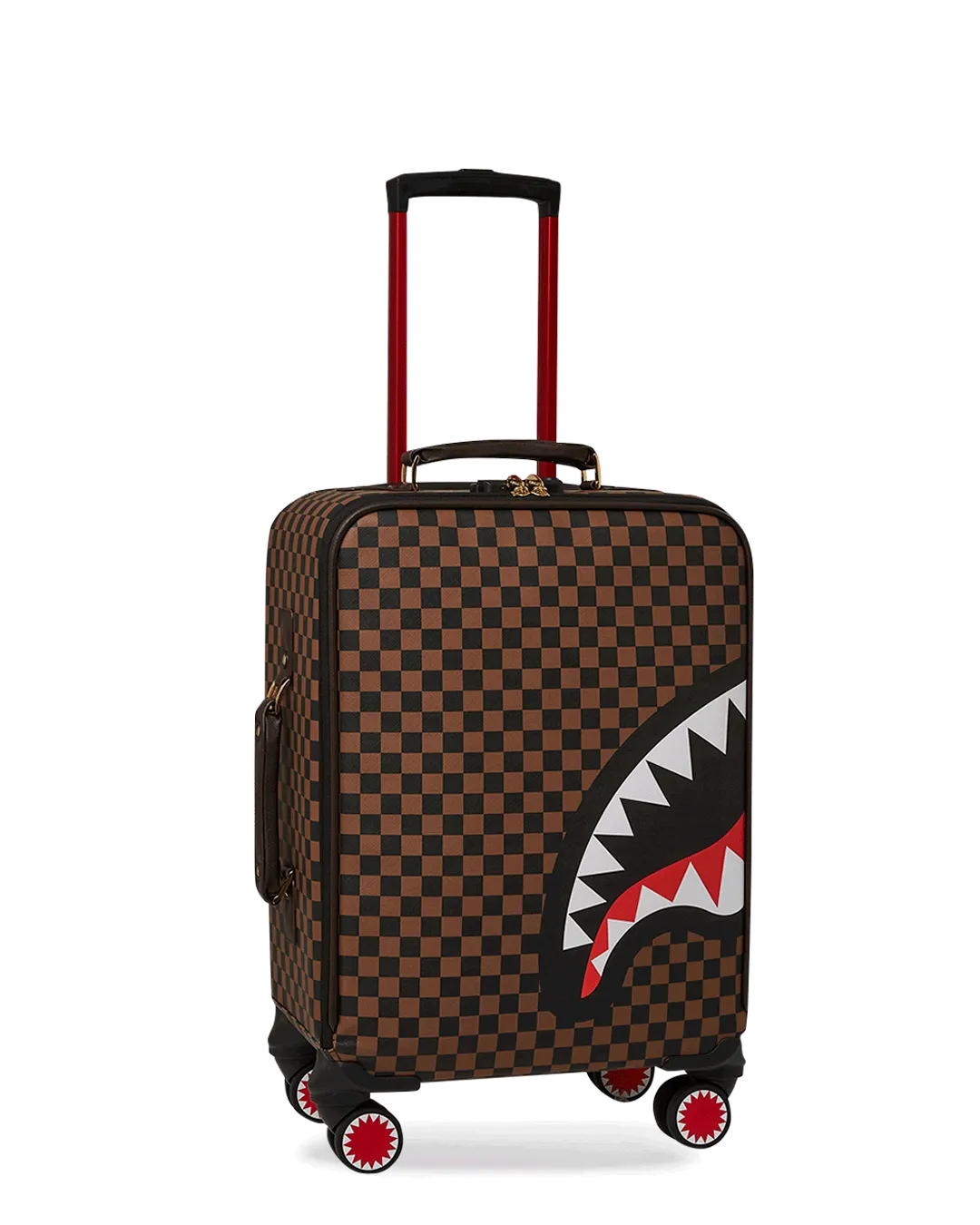 Sprayground - Exterior Gold Zip Pocket Sharks in Paris Jetsetter Carry-On Luggage