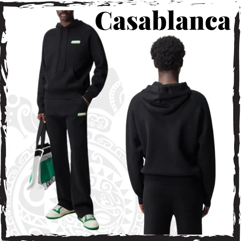 Street Style Wool Pullovers with Long Sleeves and Plain Logo - Casablanca Hoodies