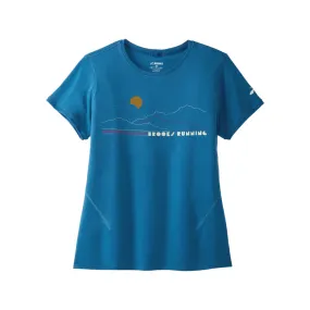 T-Shirt Blue Women's Brooks Distance 2.0 Short Sleeve