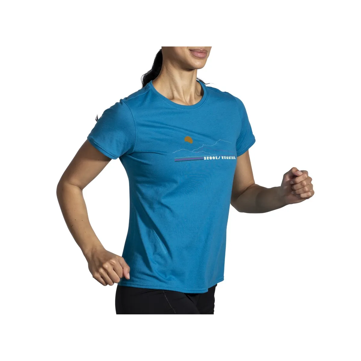 T-Shirt Blue Women's Brooks Distance 2.0 Short Sleeve