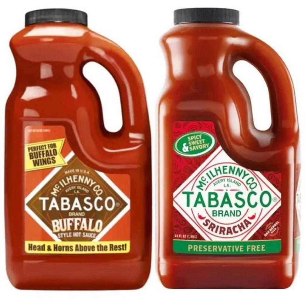 Tabasco Buffalo Style Pepper and Sriracha Hot Chilli Sauce 1.89L Pack of 2