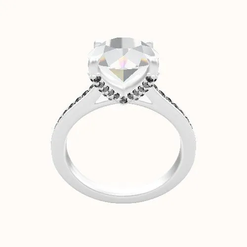 Tapered Channel Set Engagement Ring - Double Pave V Prong Head | Shop now