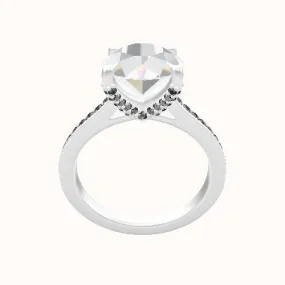 Tapered Channel Set Engagement Ring - Double Pave V Prong Head | Shop now