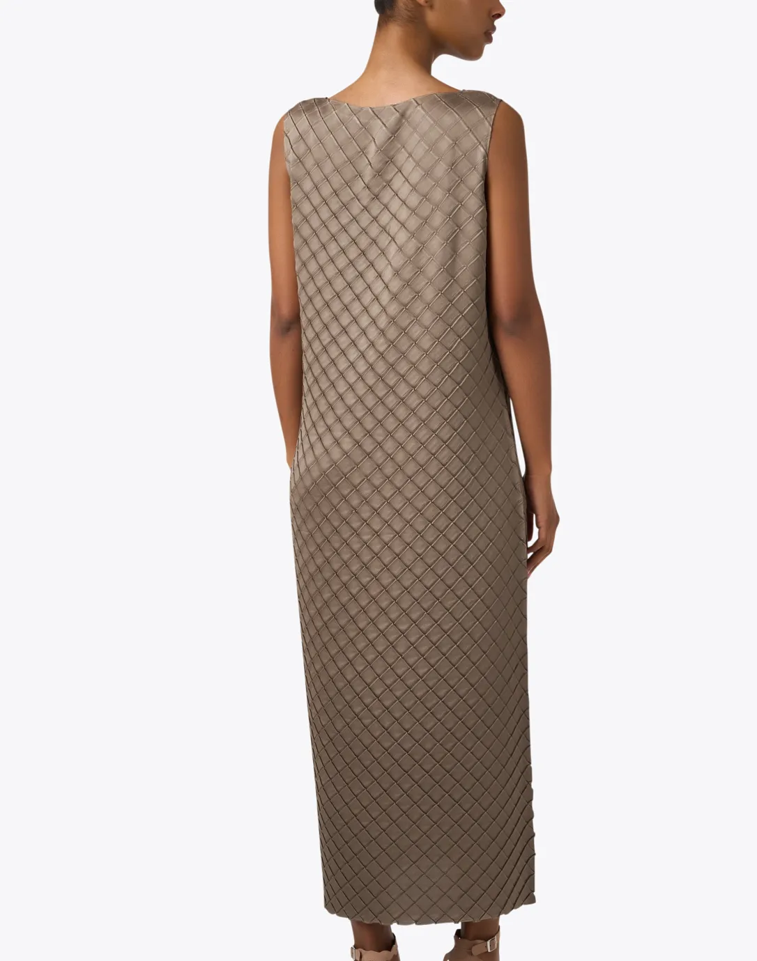 Taupe Diamond Plisse Dress