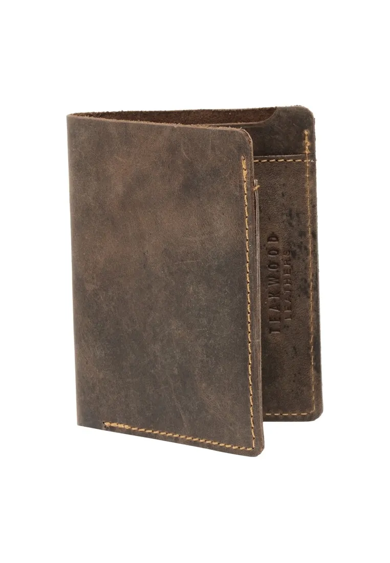 Teakwood Men Genuine Leather Brown Bi fold Wallets