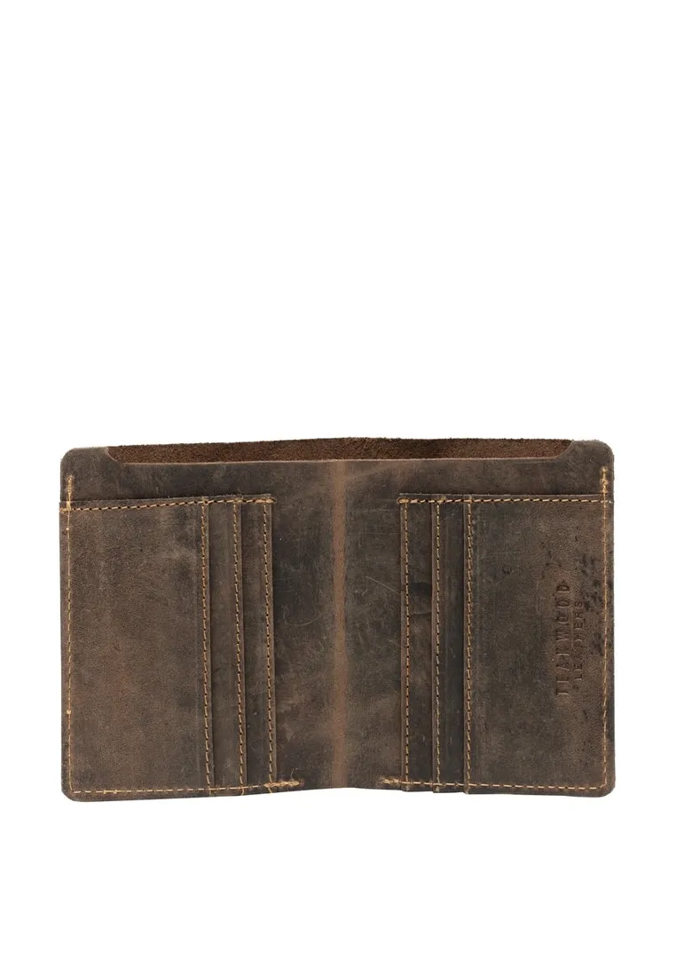 Teakwood Men Genuine Leather Brown Bi fold Wallets