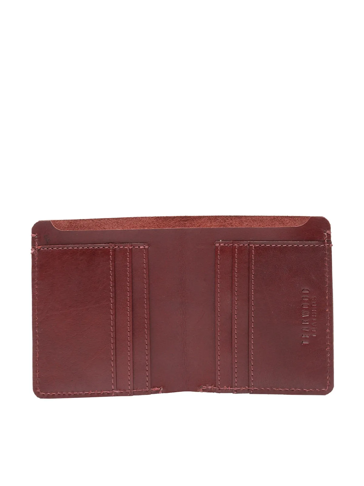 Teakwood Men Genuine Leather Maroon Bi fold Wallets