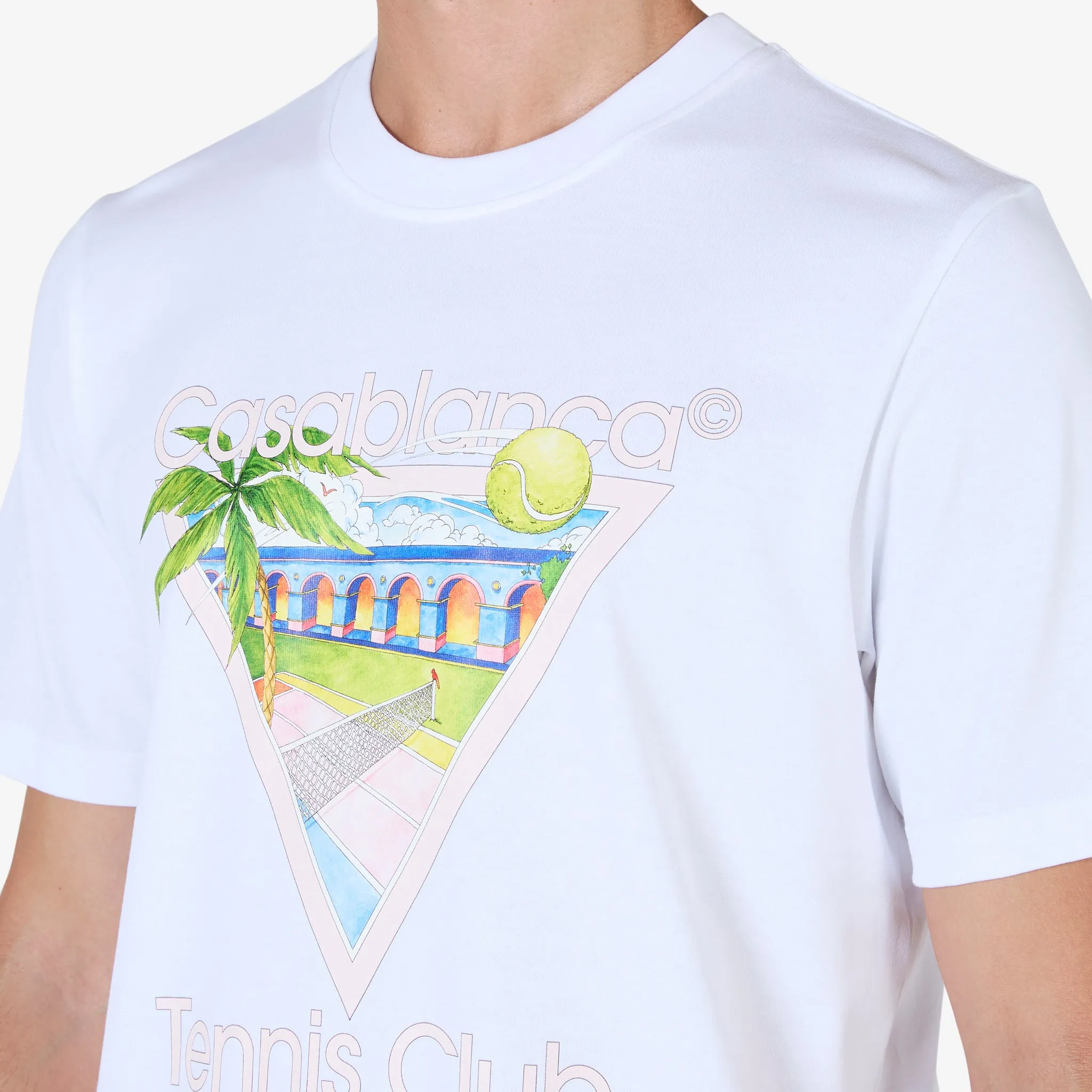 Tennis Club White Unisex T-Shirt with Screen Print