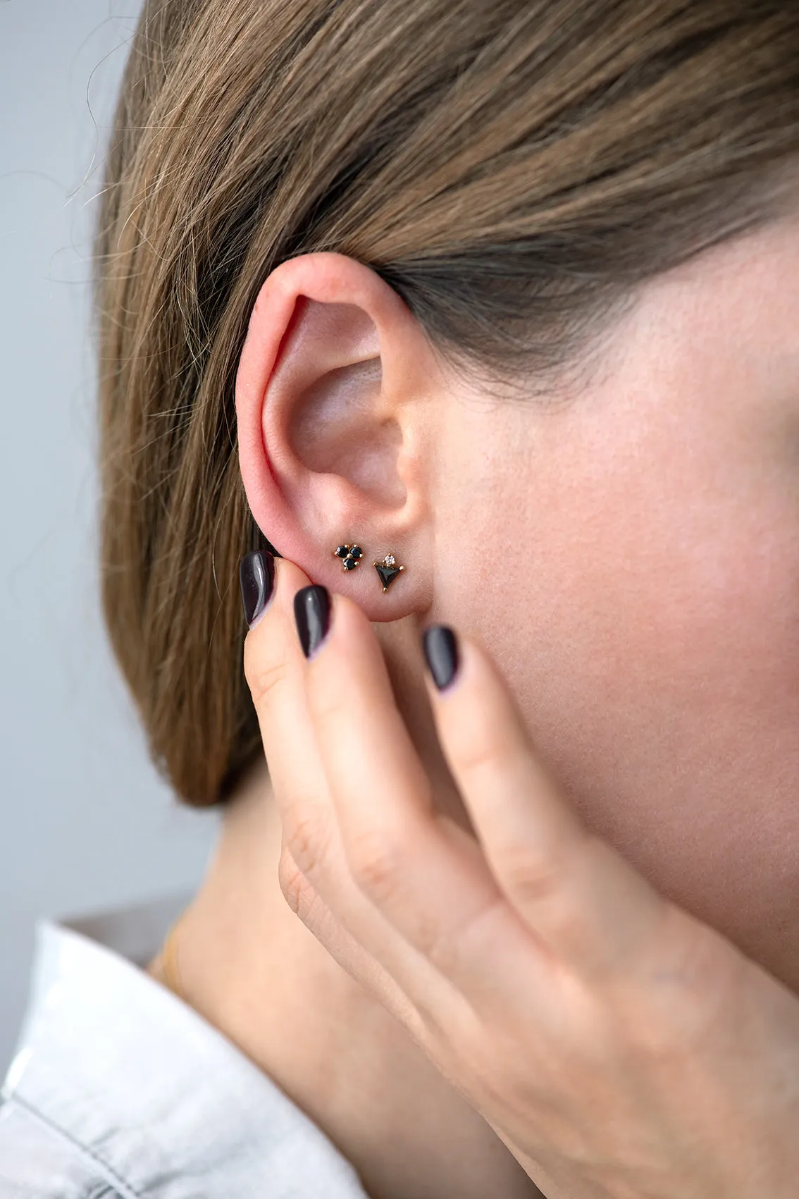 Triangle Earrings with Black and White Diamonds - Shop Now