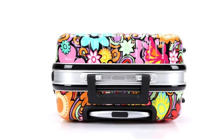 Unisex Fashion Graffiti Rolling Luggage Aluminum Frame Spinner Suitcase