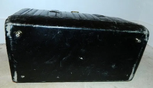 vintage 1970s black EEL SKIN bag valise suitcase carry on luggage