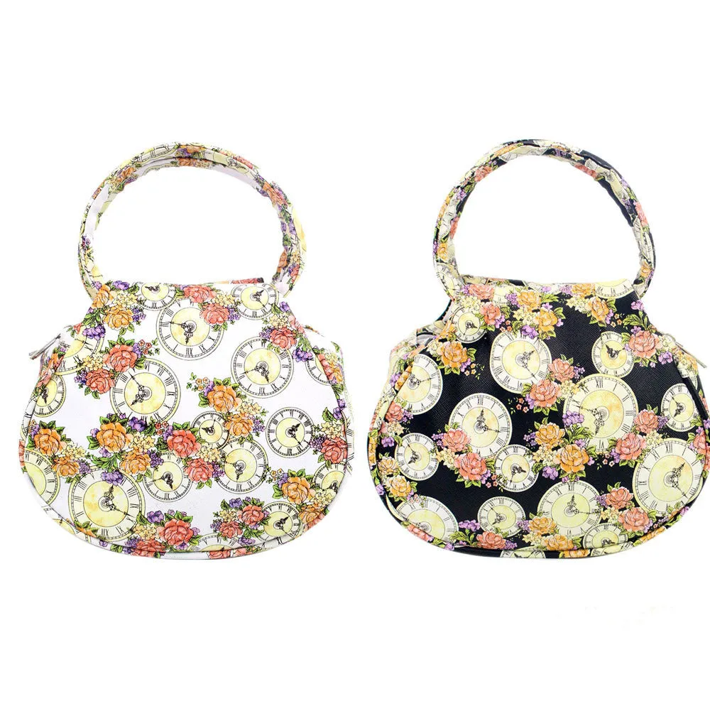 Vintage Flower Clock Women's Leather Bags Shoulder Bag Satchel Handbag Retro Totes Bag Bolsa