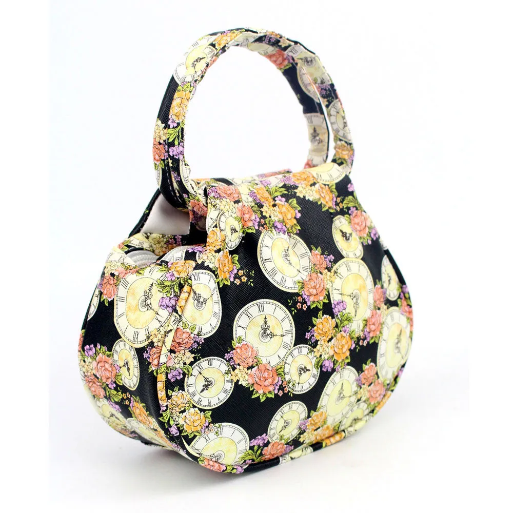 Vintage Flower Clock Women's Leather Bags Shoulder Bag Satchel Handbag Retro Totes Bag Bolsa