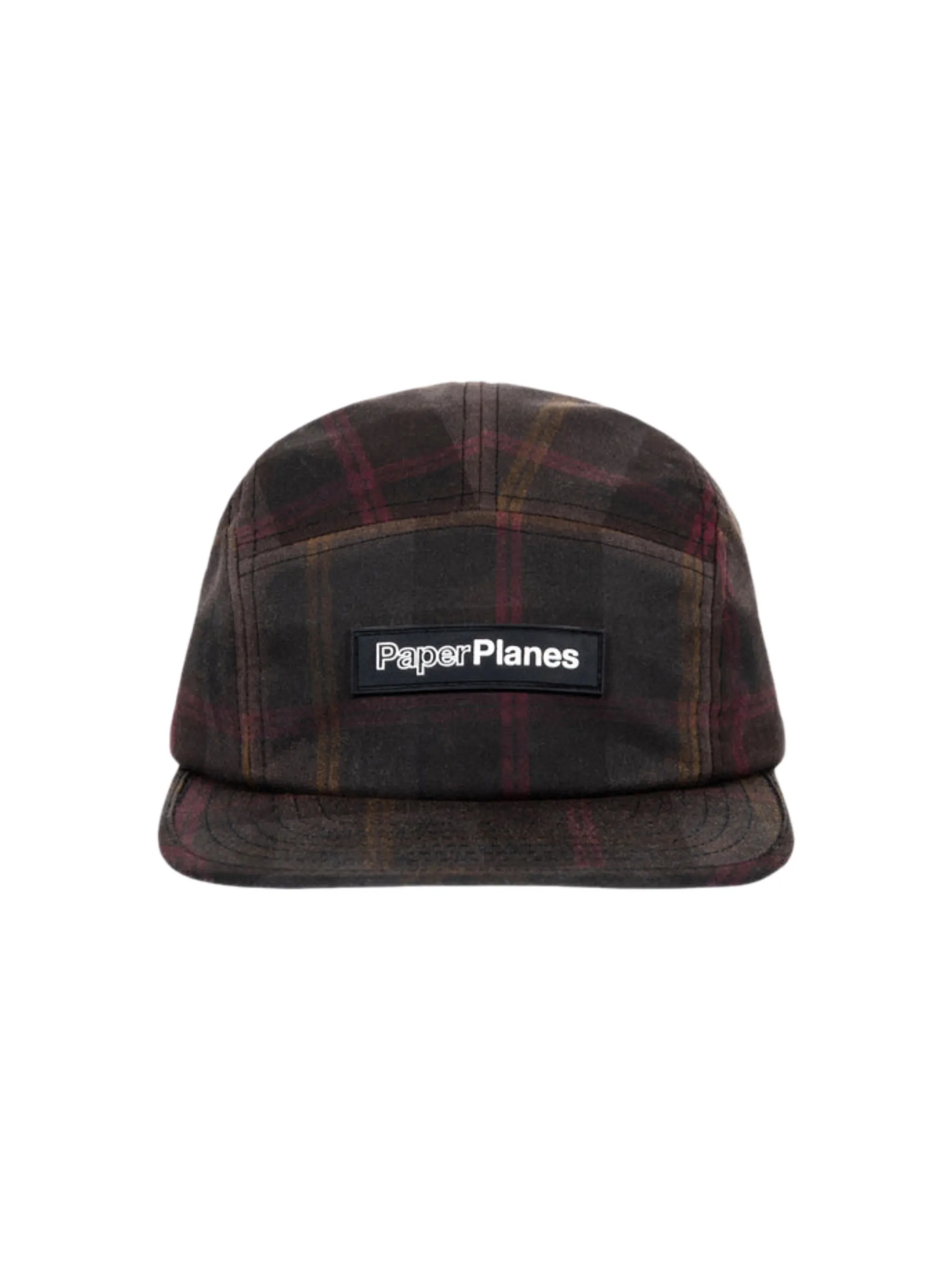 Wax Cotton Plaid 5-Panel Camper 190038 - Black/Navy