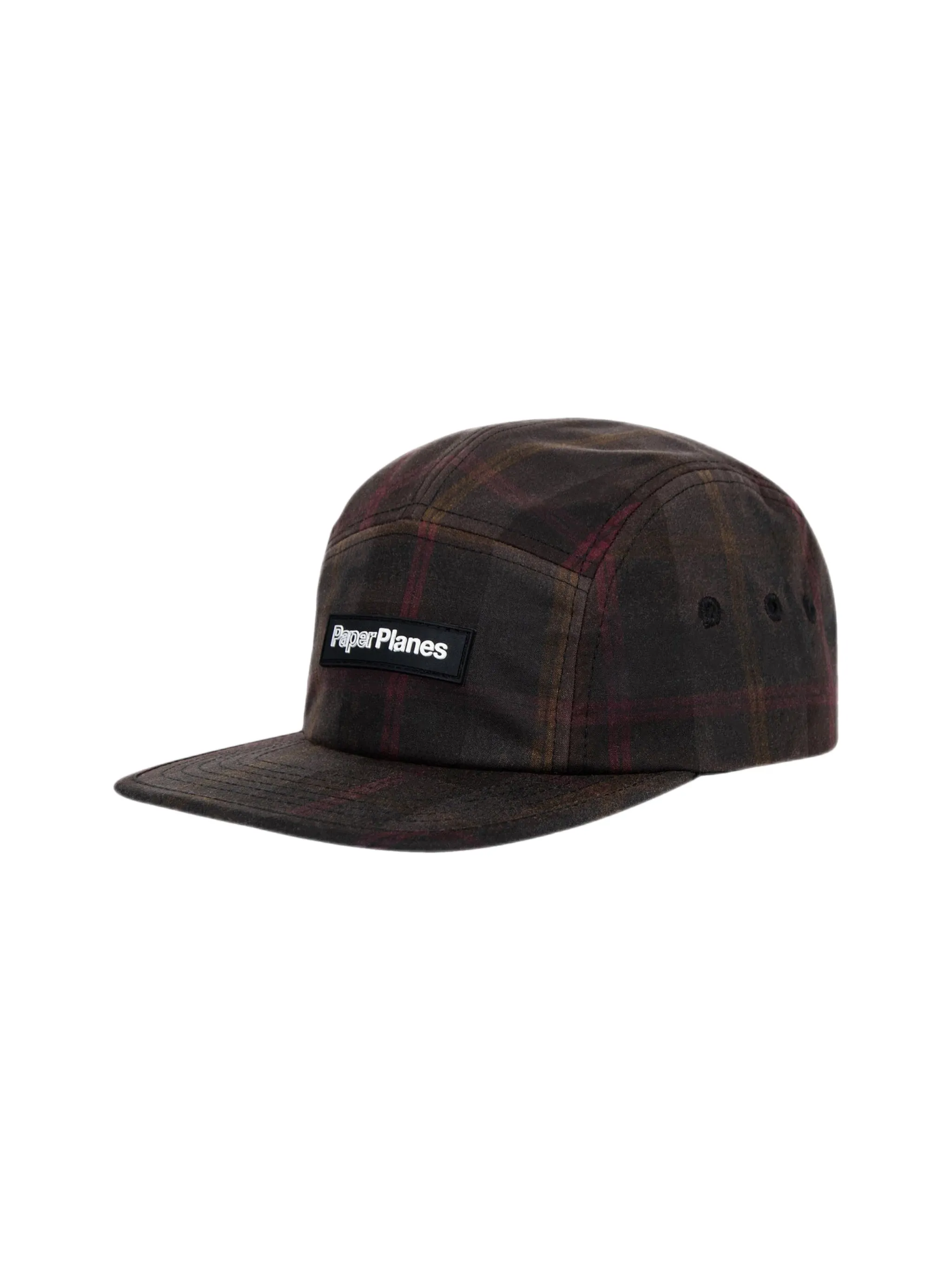 Wax Cotton Plaid 5-Panel Camper 190038 - Black/Navy