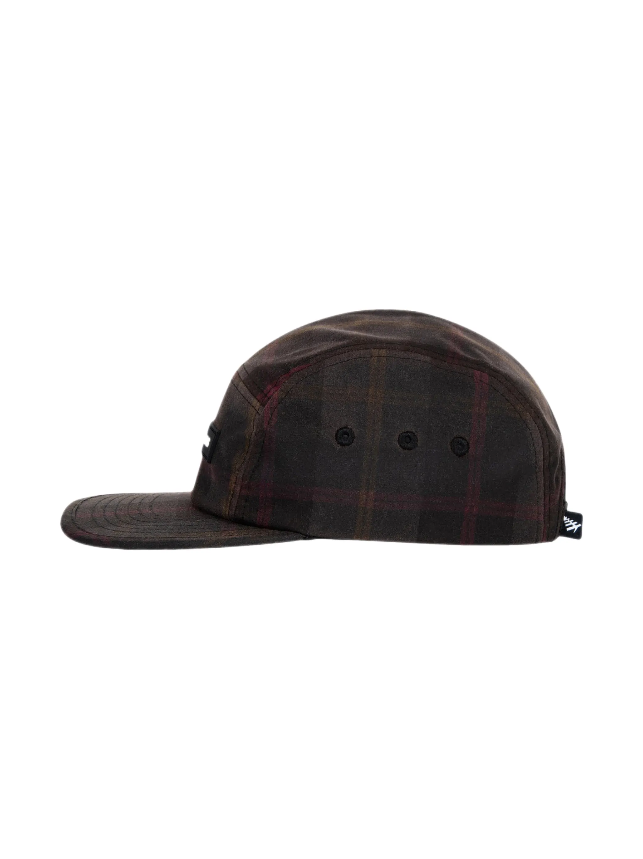 Wax Cotton Plaid 5-Panel Camper 190038 - Black/Navy