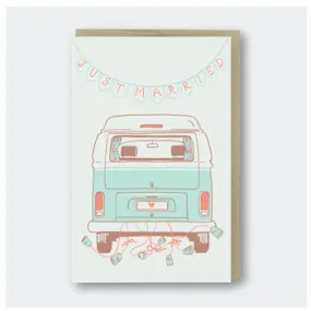 Wedding Campervan Card - Newlywed Greeting for Camper Van Enthusiasts