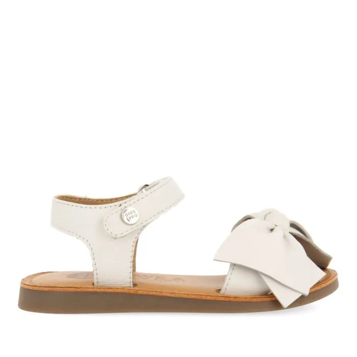 WHITE LEATHER SANDALS WITH BOW FOR GIRL AND BOY DELONICE