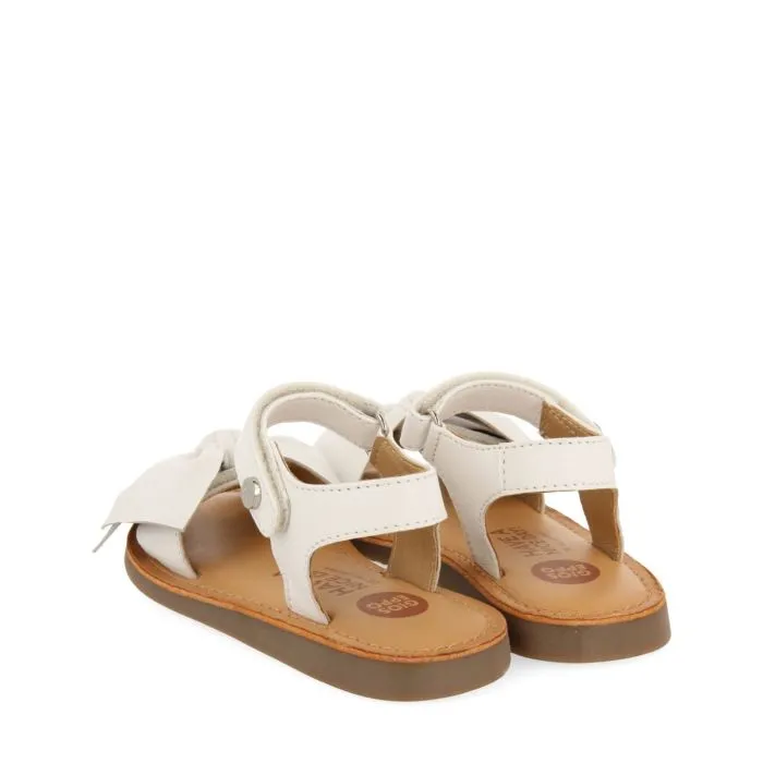 WHITE LEATHER SANDALS WITH BOW FOR GIRL AND BOY DELONICE