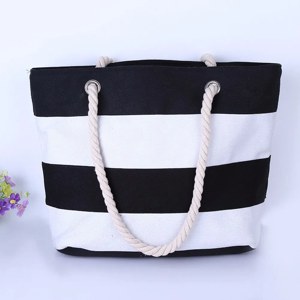 Women bag Hbag Shoulder Bags Large Tote Ladies Purse Stripe Canvas hbags shopping bag Satchel bolsa