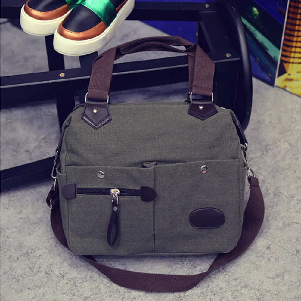 Women Men Bag Neutral Vintage Style Canvas Satchel Shoulder Bags Messenger Crossbody School Military Bag