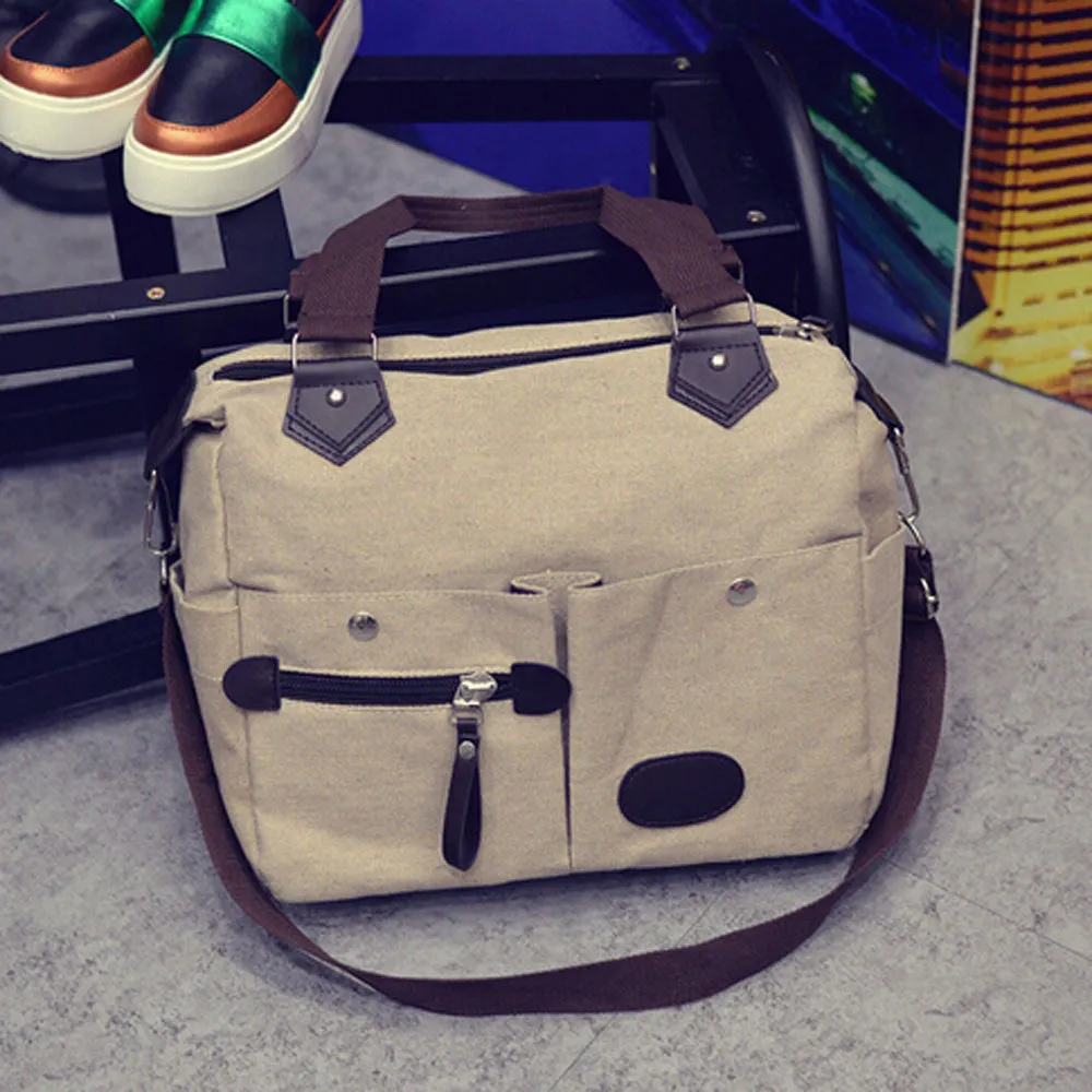 Women Men Bag Neutral Vintage Style Canvas Satchel Shoulder Bags Messenger Crossbody School Military Bag