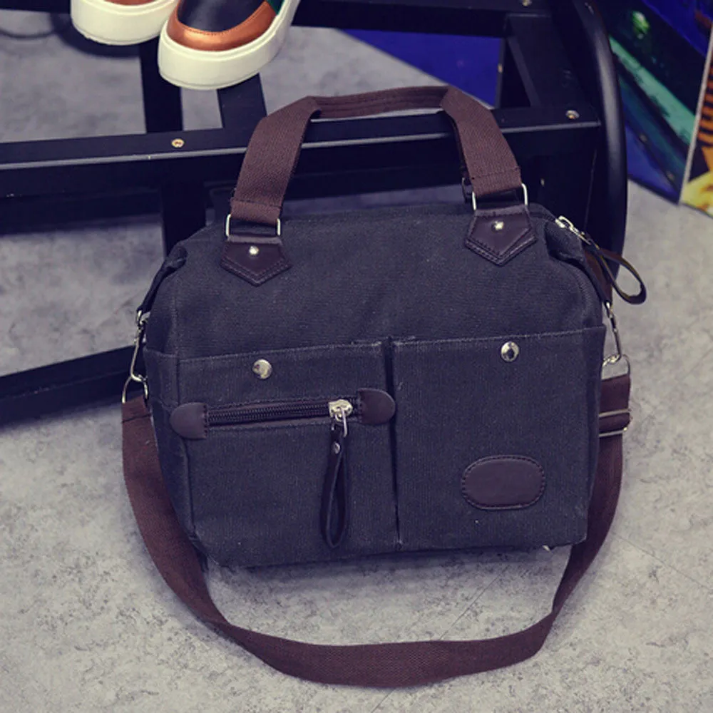 Women Men Bag Neutral Vintage Style Canvas Satchel Shoulder Bags Messenger Crossbody School Military Bag