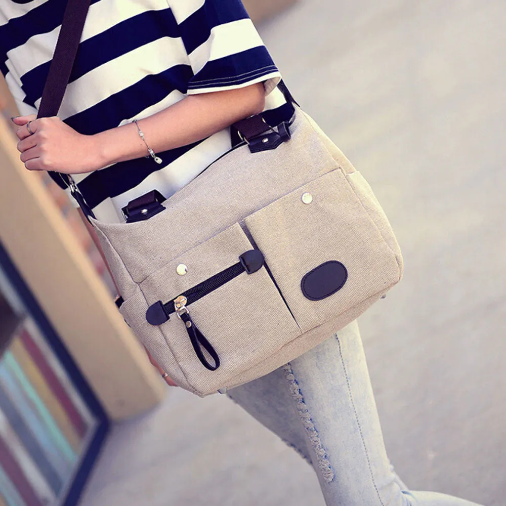 Women Men Bag Neutral Vintage Style Canvas Satchel Shoulder Bags Messenger Crossbody School Military Bag