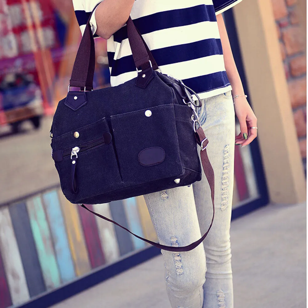 Women Men Bag Neutral Vintage Style Canvas Satchel Shoulder Bags Messenger Crossbody School Military Bag